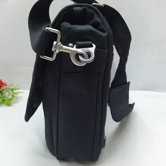 Tumi FXT Ballistic Black Nylon Pushlock Briefcase Messenger Laptop Bag - Picture 3 of 16